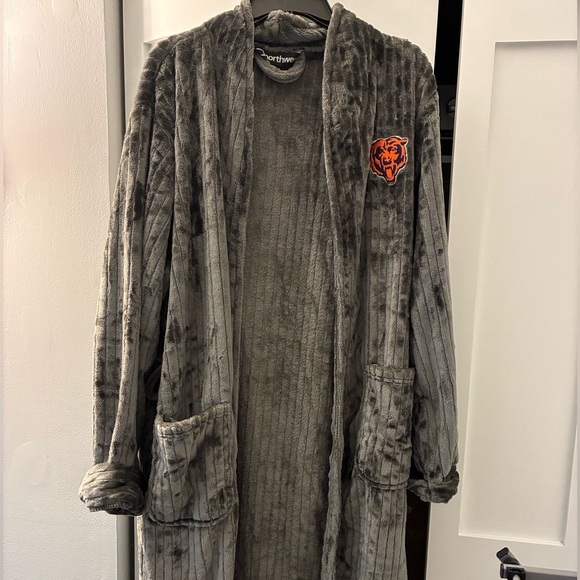 NFL Chicago Bears Ribbed Silk Touch Robe Grey, Men’s L/XL - Picture 3 of 3